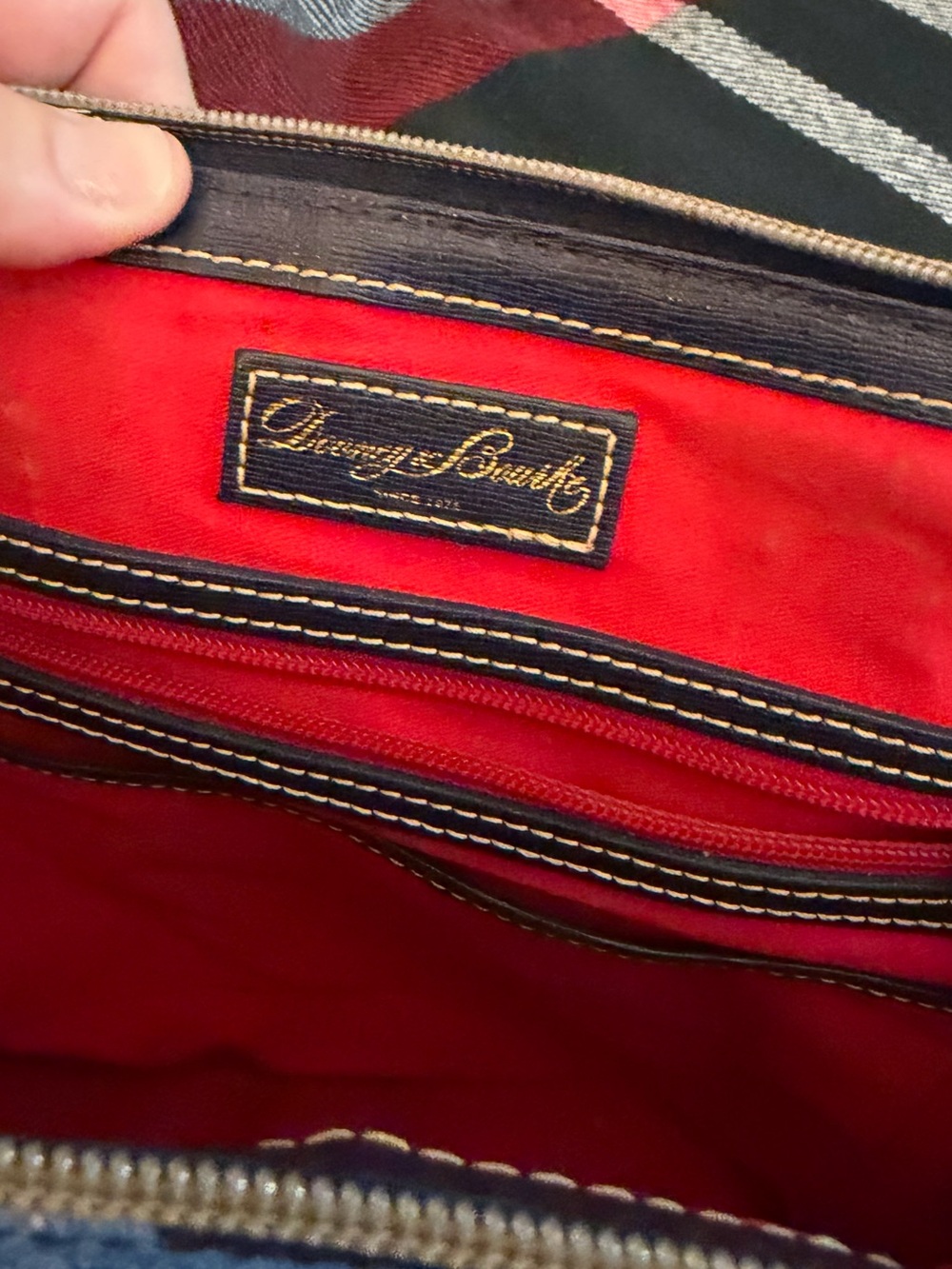 Dooney & Bourke Navy and Light Blue Chevron Satchel - Picture 4 of 10